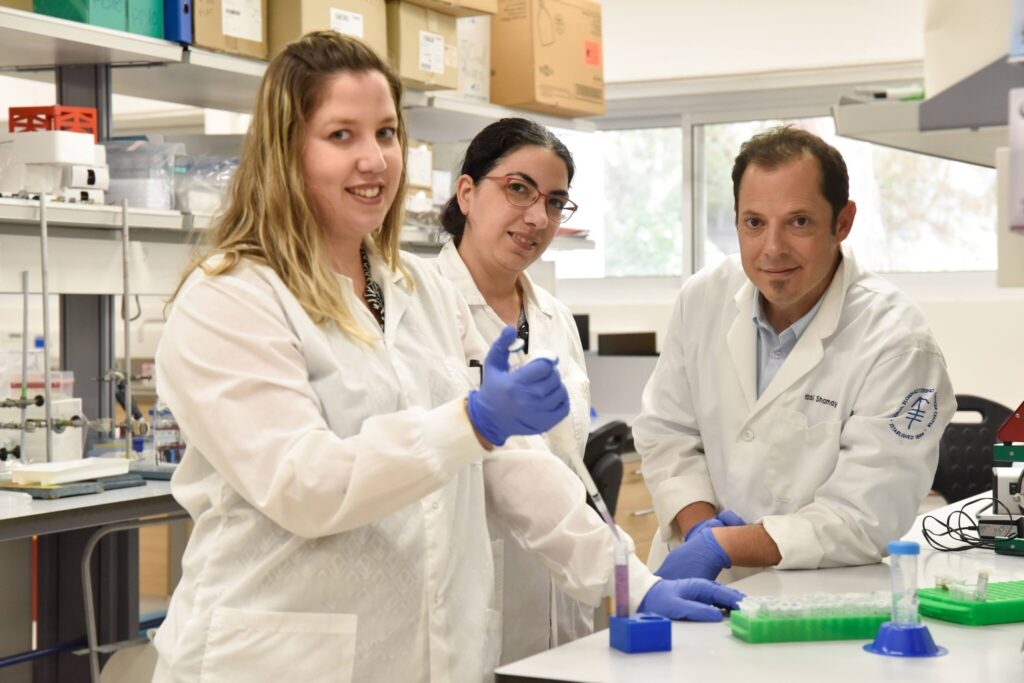 Researchers at the Technion-Israel Institute of Technology (left to right) Yuval Harris, Dr. Hagit Sason-Bauer and Prof. Yosi Shamay